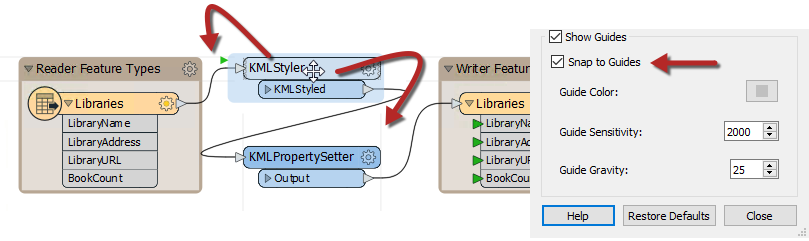 Aligning objects using guides